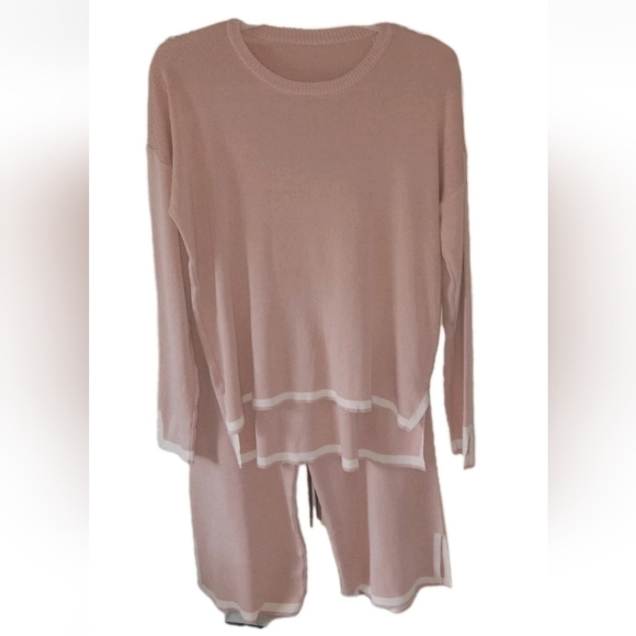 Womens Beige/Cream 2 Pc Matching Lightweight Sweater Set Medium - Picture 2 of 14